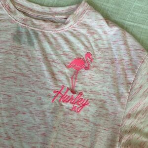 Hurley flamingo embroidered logo cropped tee. Girls size Medium.